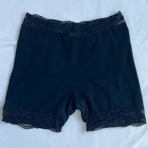 Black Lace Trim Bike Shorts